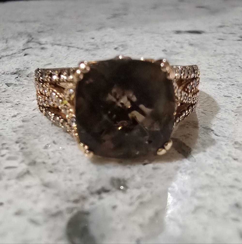 LeVian Chocolate Quartz and Diamond Ring in Rose Gold